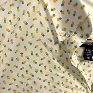 Lands' End Men's Long-sleeve Pineapple Print Shirt 3XL